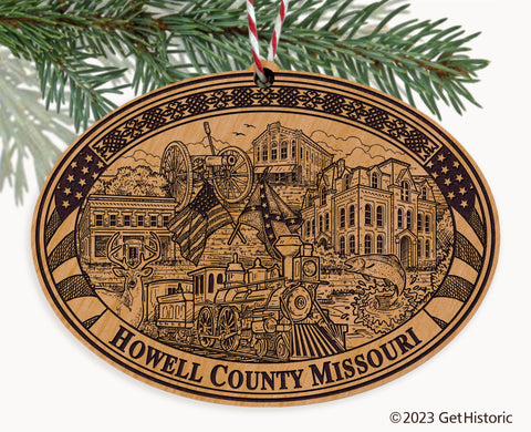 Howell County Missouri Engraved Natural Ornament