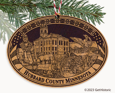Hubbard County Minnesota Engraved Natural Ornament