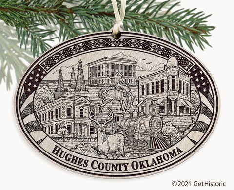 Hughes County Oklahoma Engraved Ornament