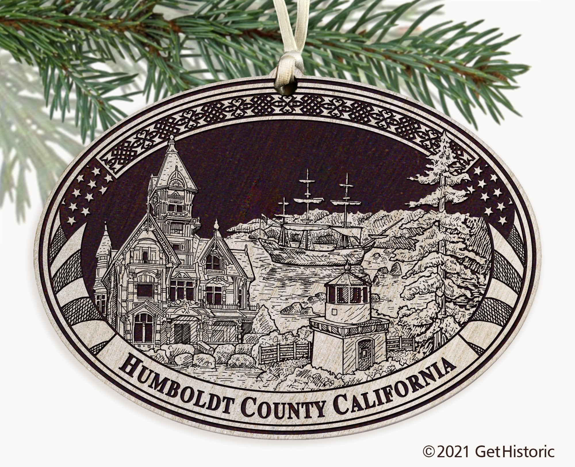 Humboldt County California Engraved Ornament
