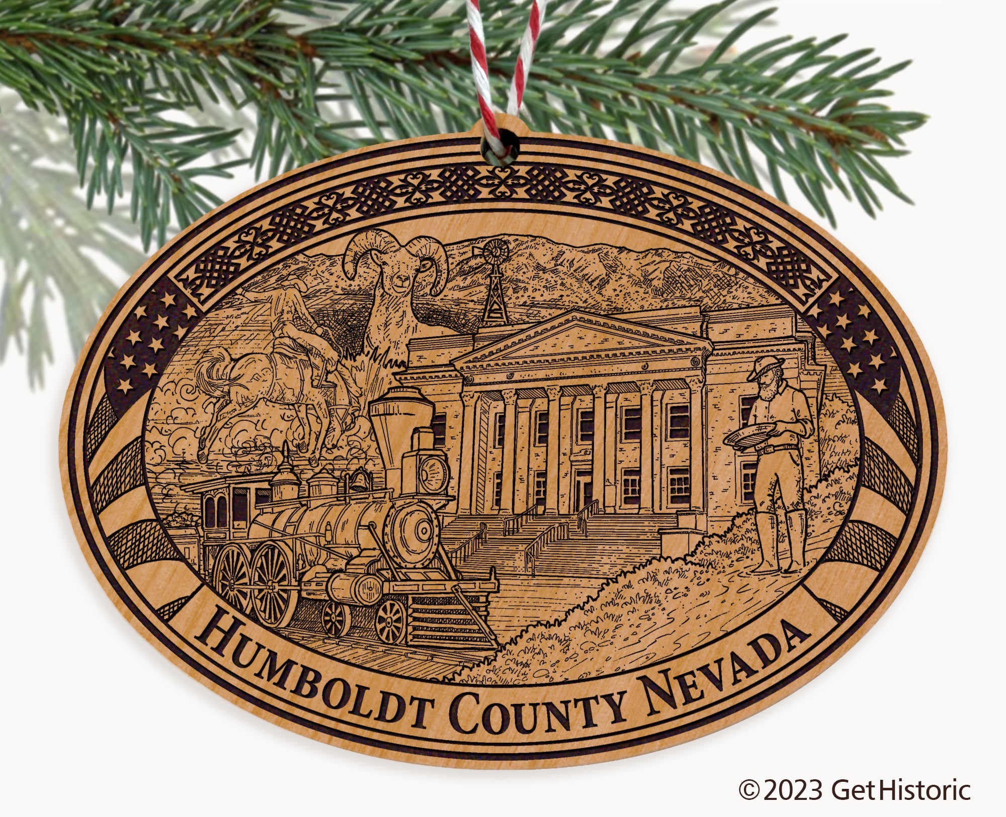 Humboldt County Nevada Engraved Natural Ornament