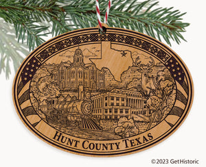 Hunt County Texas Engraved Natural Ornament