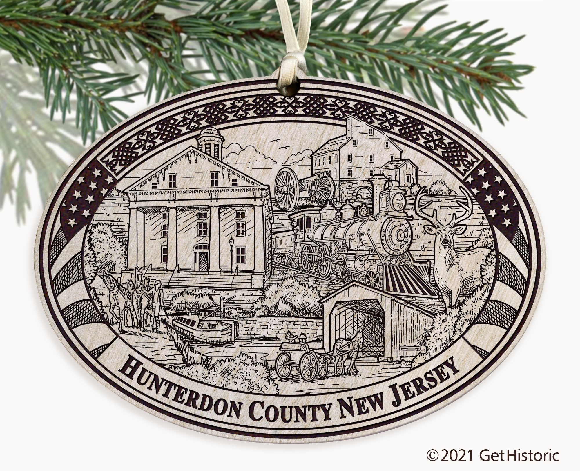 Hunterdon County New Jersey Engraved Ornament