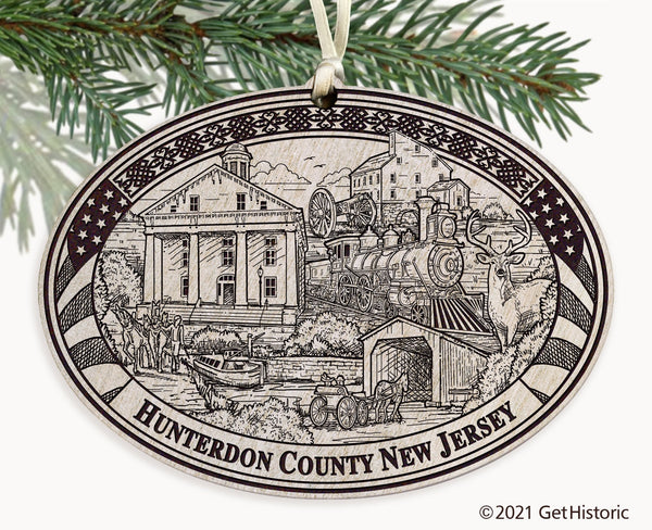 Hunterdon County New Jersey Engraved Ornament