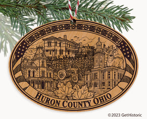 Huron County Ohio Engraved Natural Ornament