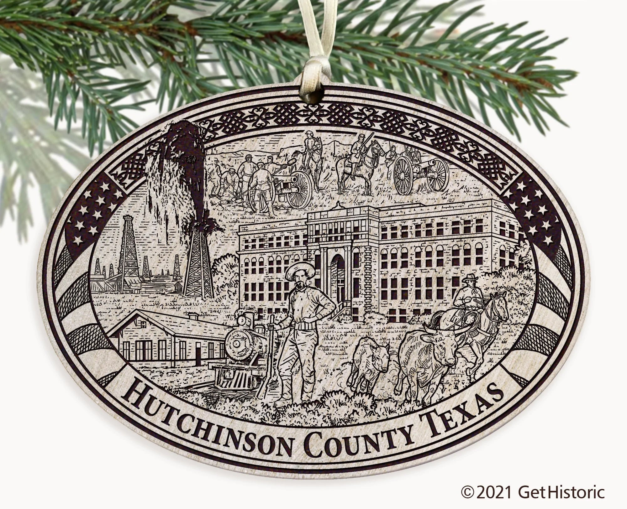 Hutchinson County Texas Engraved Ornament