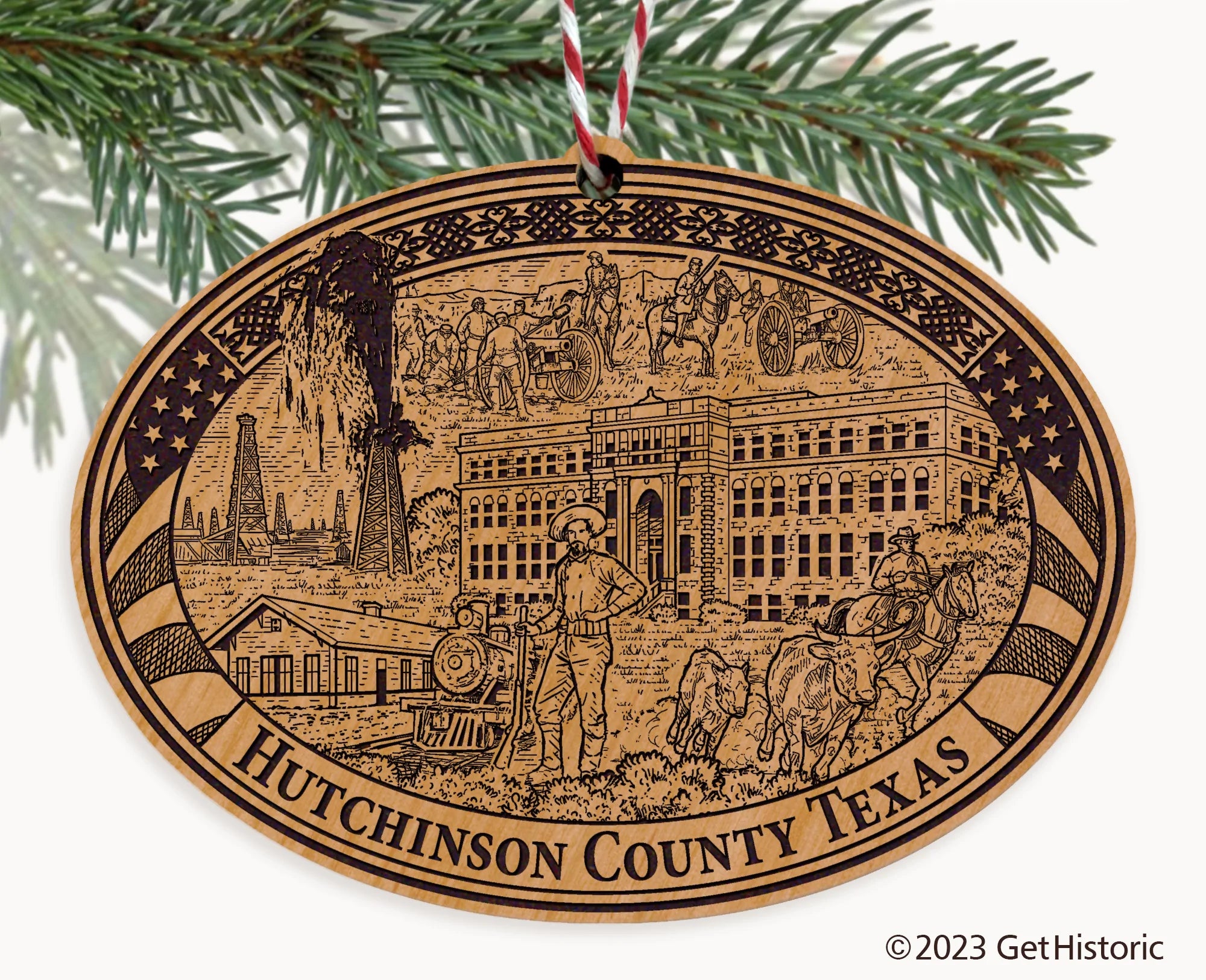 Hutchinson County Texas Engraved Natural Ornament