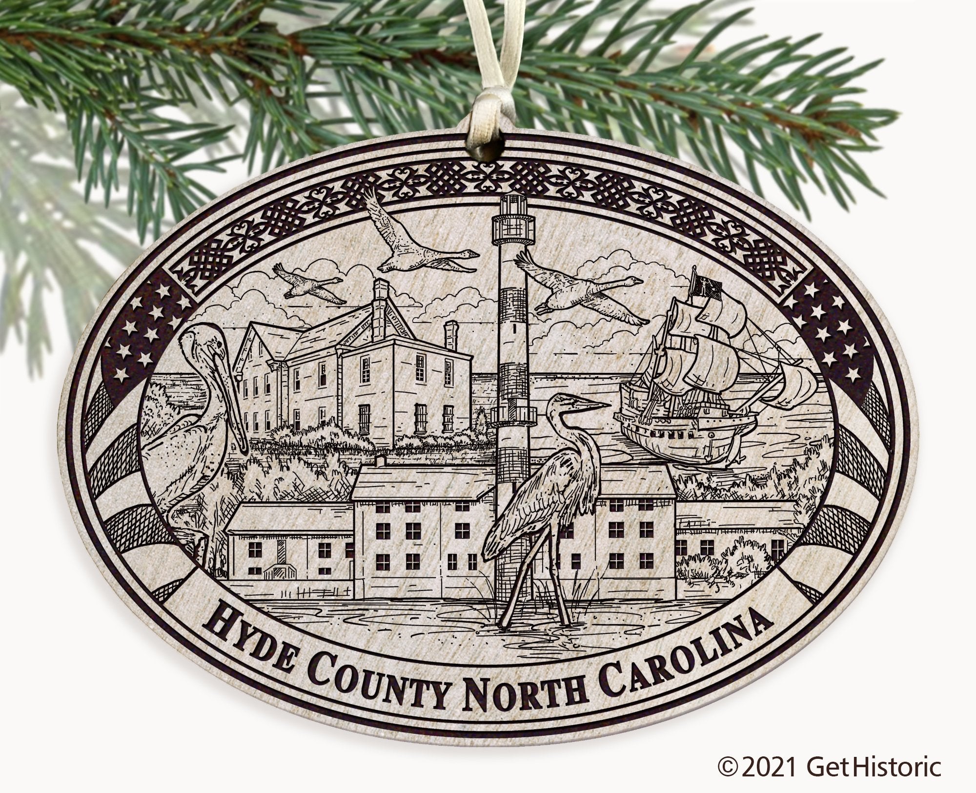 Hyde County North Carolina Engraved Ornament