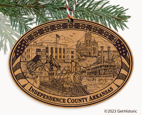 Independence County Arkansas Engraved Natural Ornament