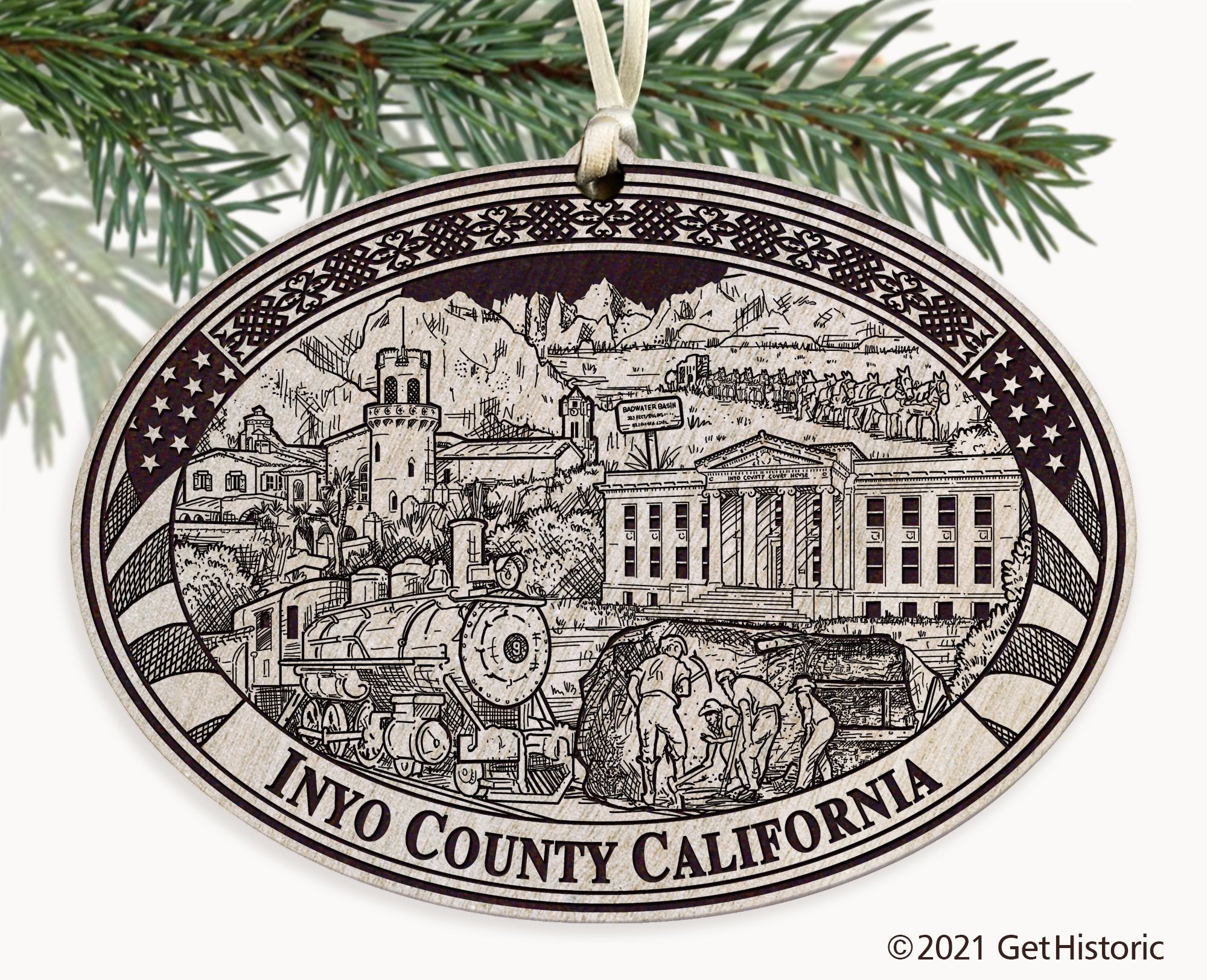 Inyo County California Engraved Ornament