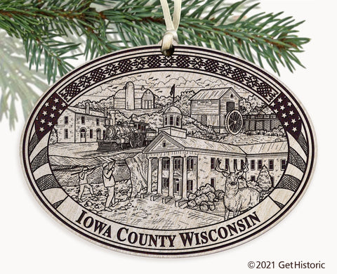 Iowa County Wisconsin Engraved Ornament
