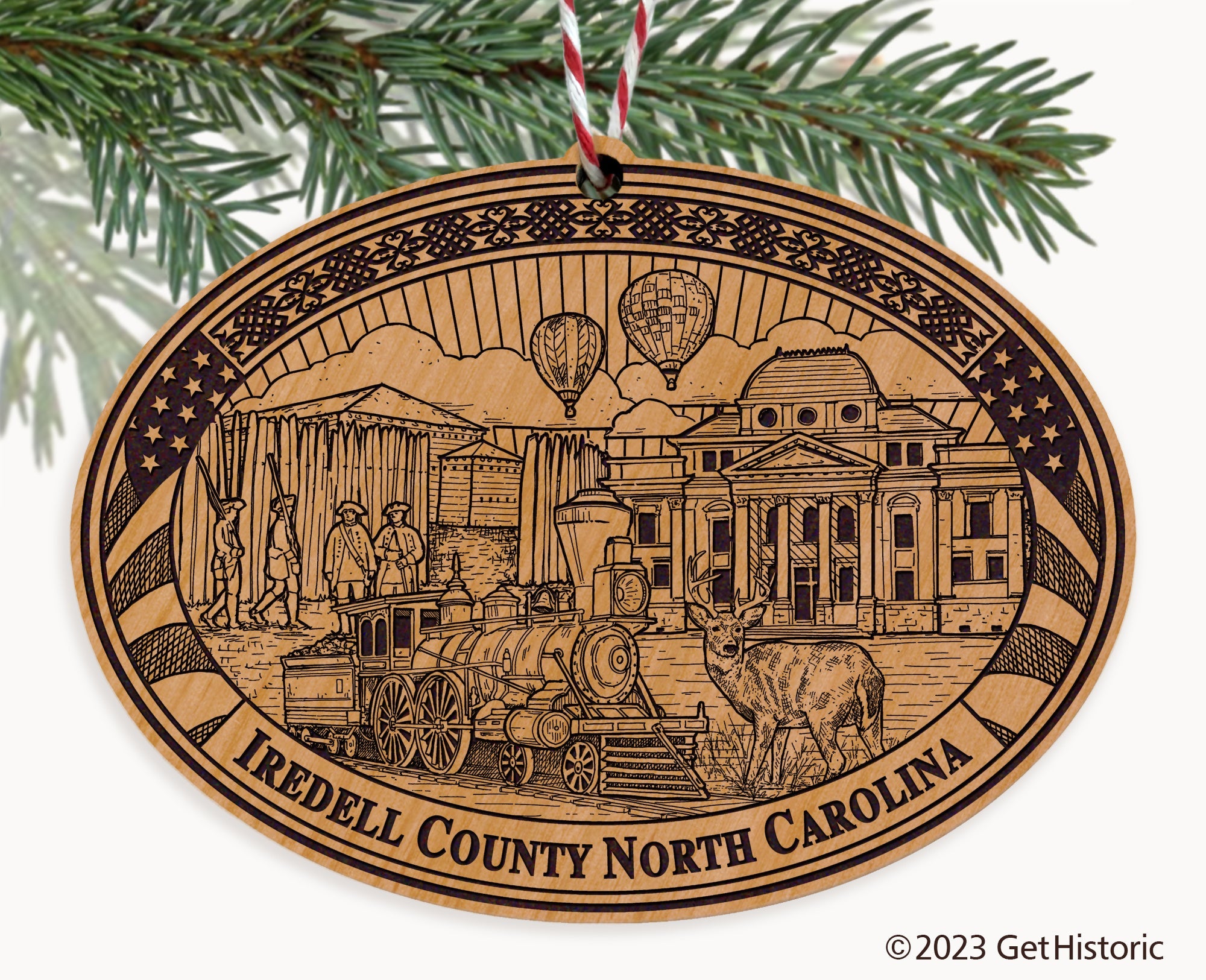 Iredell County North Carolina Engraved Natural Ornament