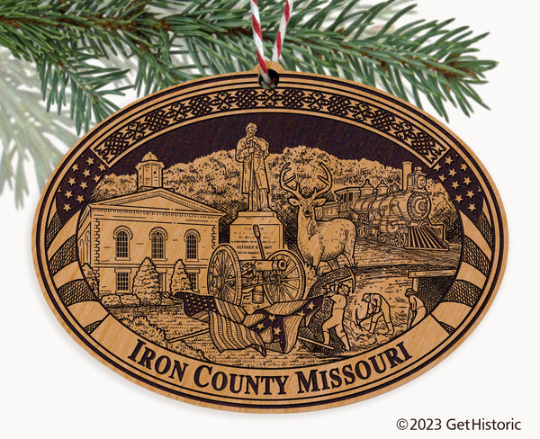 Iron County Missouri Engraved Natural Ornament