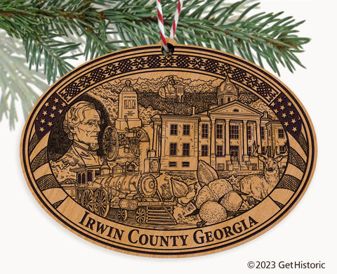 Irwin County Georgia Engraved Natural Ornament