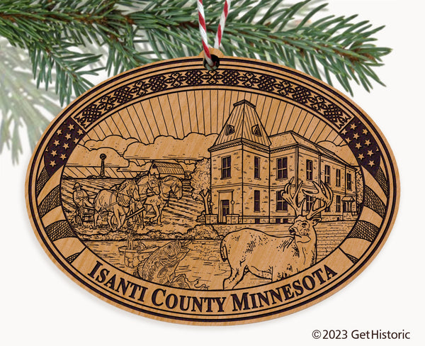 Isanti County Minnesota Engraved Natural Ornament