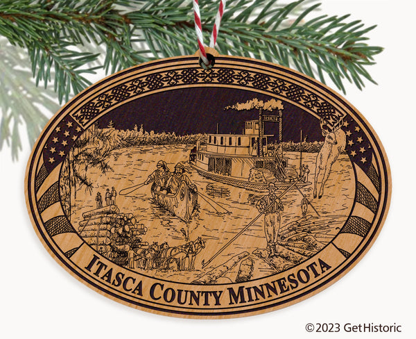 Itasca County Minnesota Engraved Natural Ornament