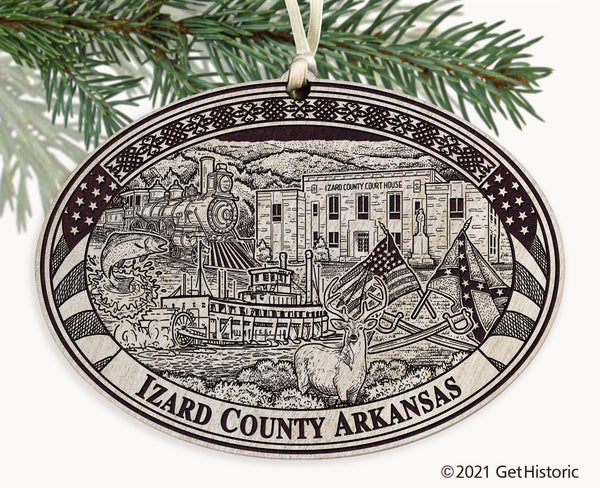 Izard County Arkansas Engraved Ornament