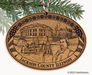 Jackson County Illinois Engraved Natural Ornament