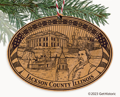 Jackson County Illinois Engraved Natural Ornament