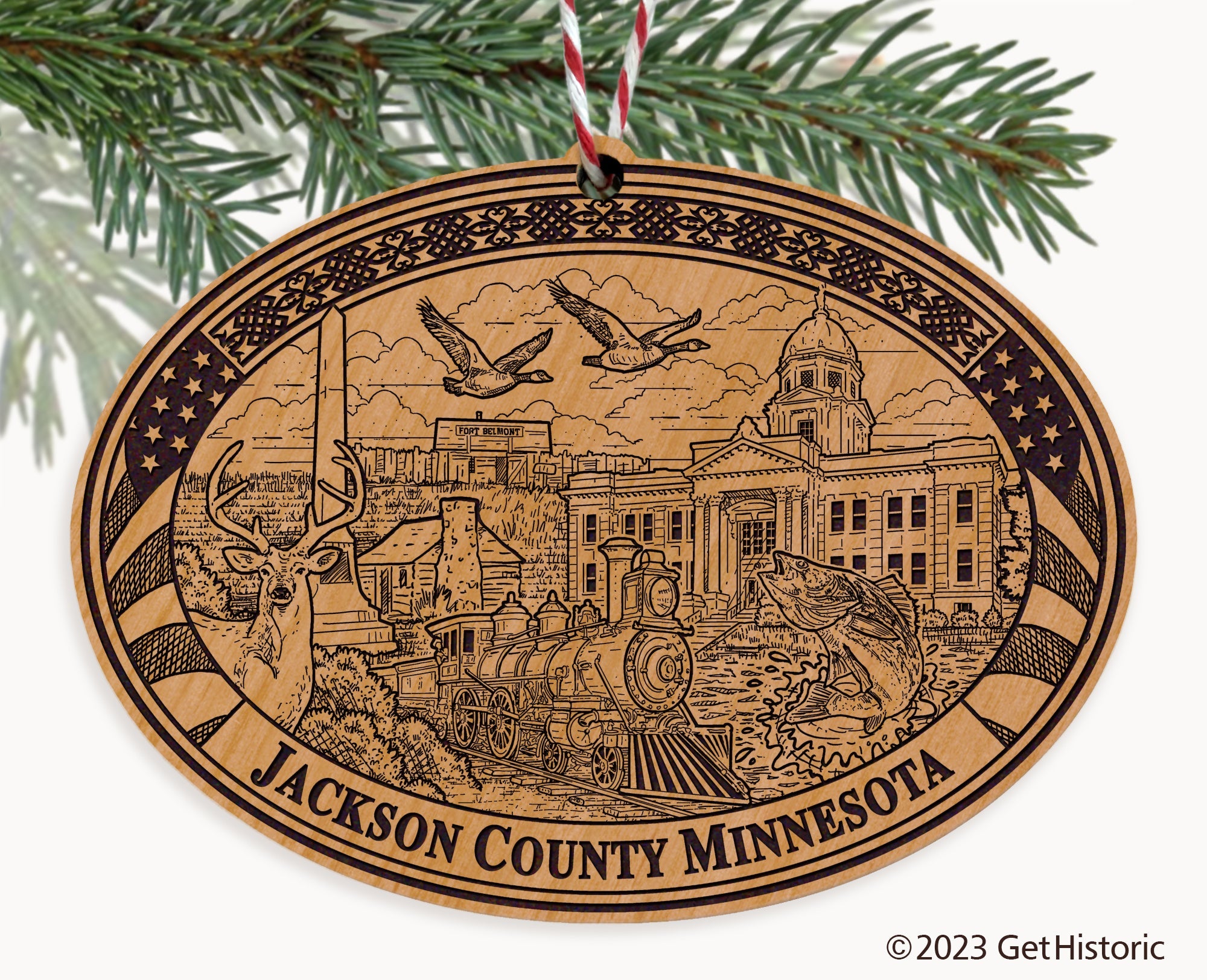 Jackson County Minnesota Engraved Natural Ornament
