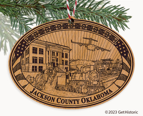 Jackson County Oklahoma Engraved Natural Ornament