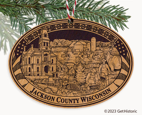Jackson County Wisconsin Engraved Natural Ornament