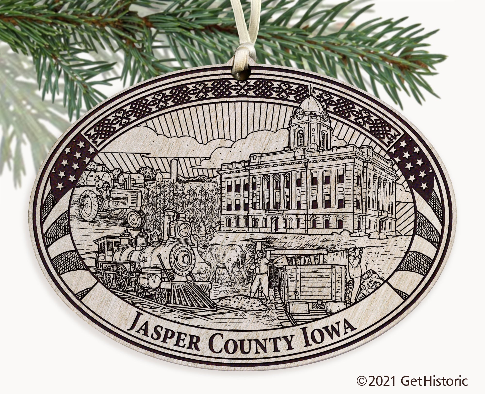 Jasper County Iowa Engraved Ornament