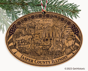 Jasper County Illinois Engraved Natural Ornament