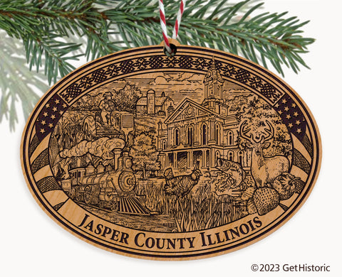 Jasper County Illinois Engraved Natural Ornament