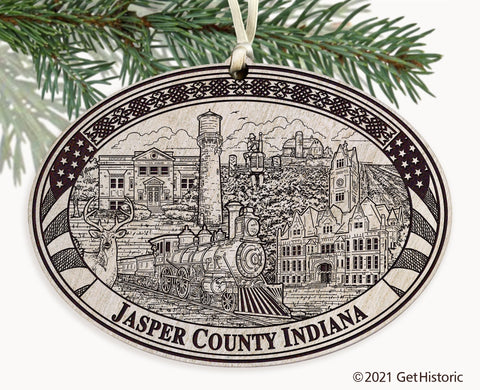 Jasper County Indiana Engraved Ornament