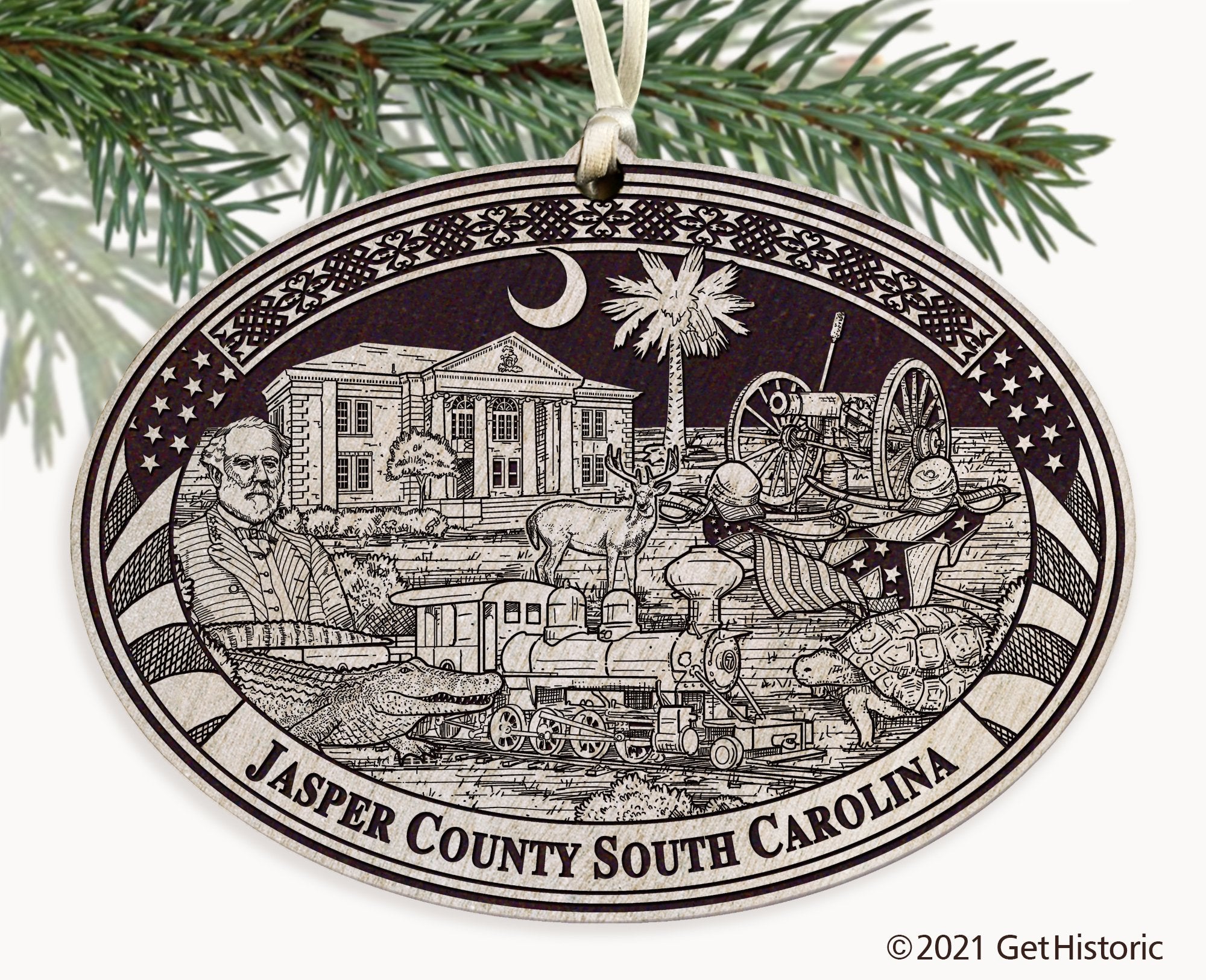 Jasper County South Carolina Engraved Ornament