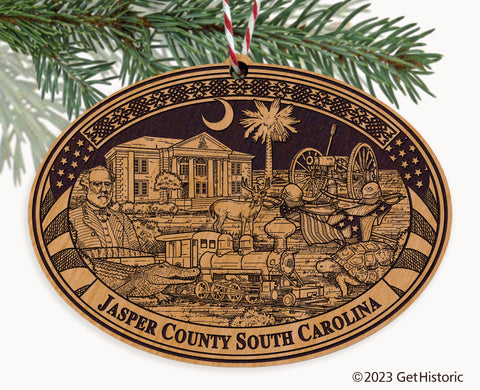 Jasper County South Carolina Engraved Natural Ornament