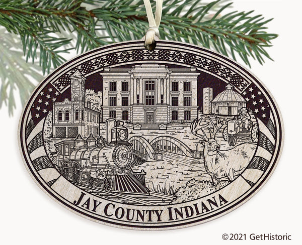 Jay County Indiana Engraved Ornament