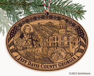 Jeff Davis County Georgia Engraved Natural Ornament