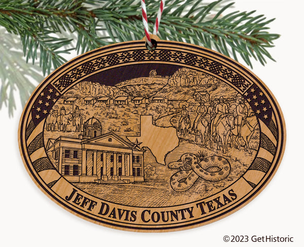 Jeff Davis County Texas Engraved Natural Ornament