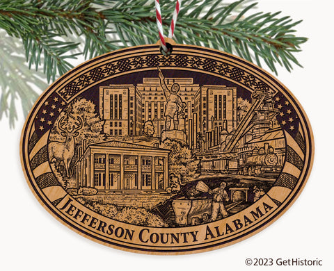 Jefferson County Alabama Engraved Natural Ornament