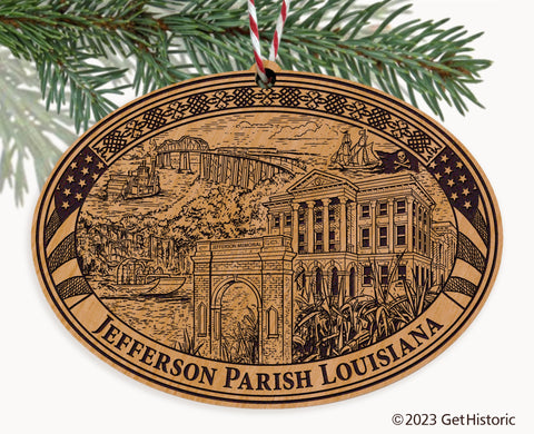 Jefferson Parish Louisiana Engraved Natural Ornament