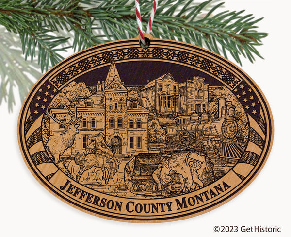 Jefferson County Montana Engraved Natural Ornament