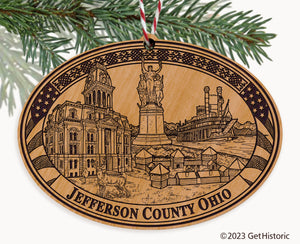 Jefferson County Ohio Engraved Natural Ornament
