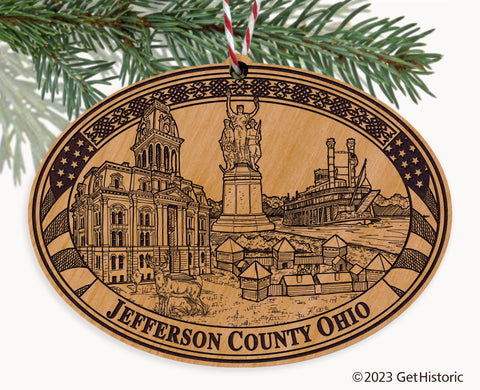 Jefferson County Ohio Engraved Natural Ornament