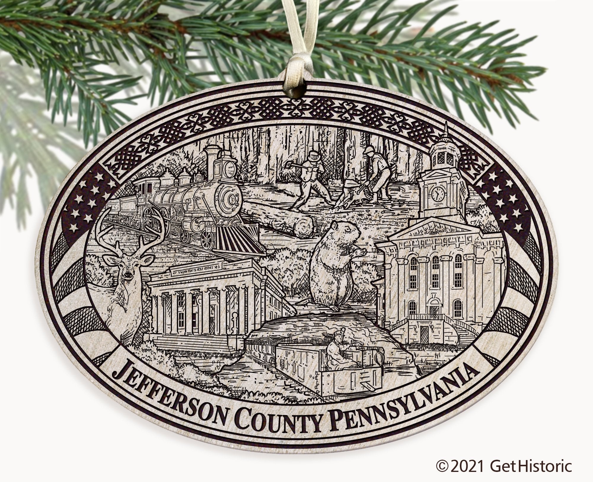 Jefferson County Pennsylvania Engraved Ornament