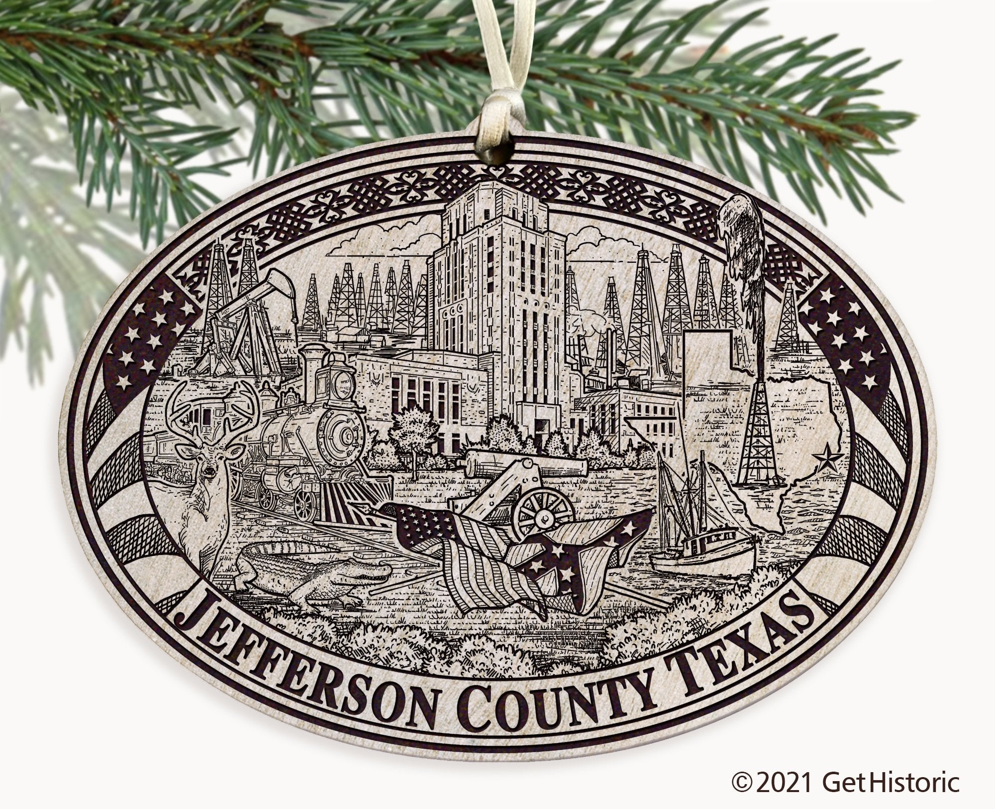 Jefferson County Texas Engraved Ornament