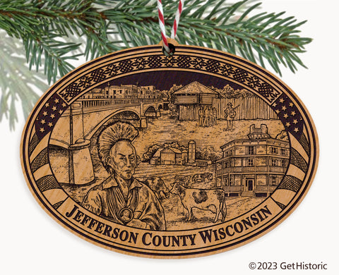 Jefferson County Wisconsin Engraved Natural Ornament