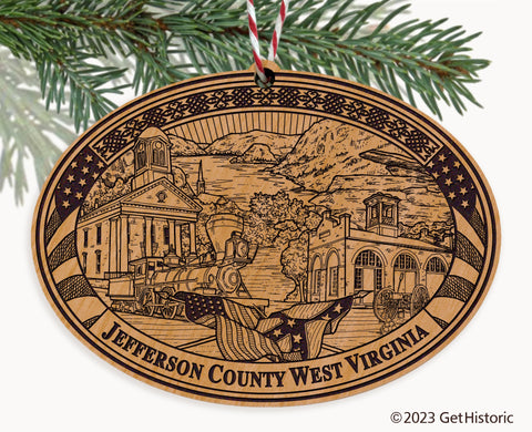 Jefferson County West Virginia Engraved Natural Ornament