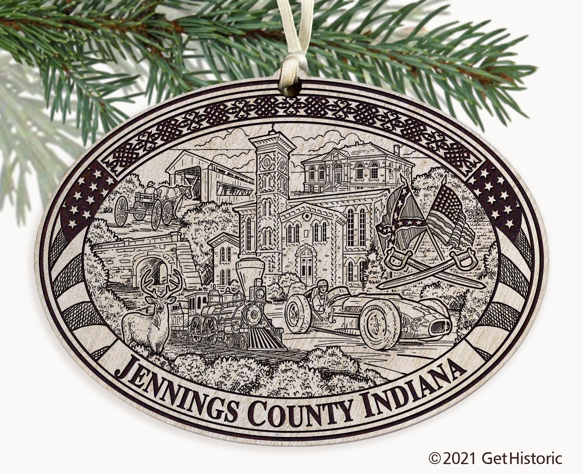 Jennings County Indiana Engraved Ornament