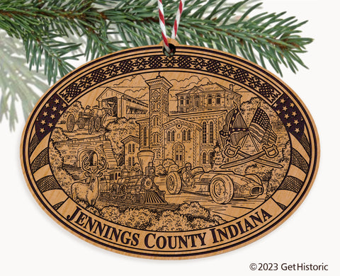 Jennings County Indiana Engraved Natural Ornament