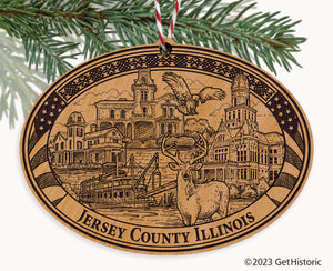 Jersey County Illinois Engraved Natural Ornament