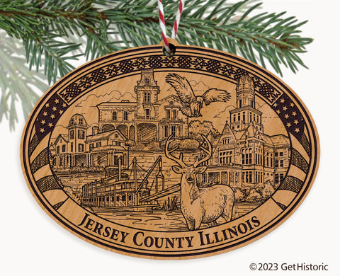 Jersey County Illinois Engraved Natural Ornament