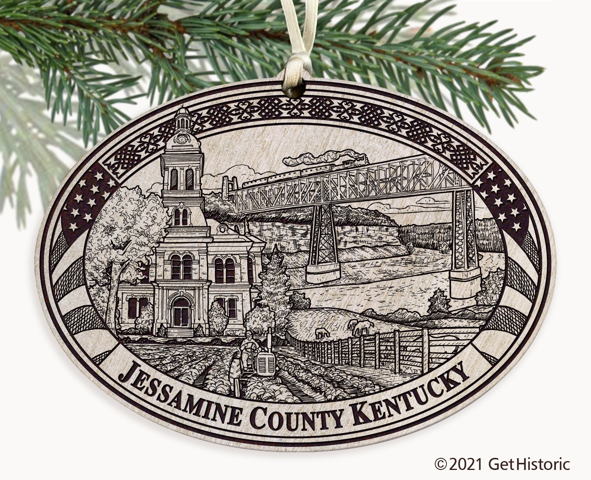 Jessamine County Kentucky Engraved Ornament