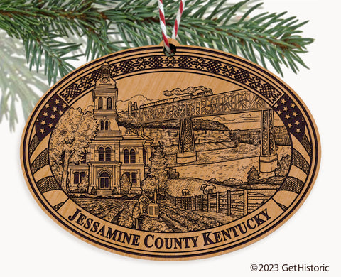 Jessamine County Kentucky Engraved Natural Ornament